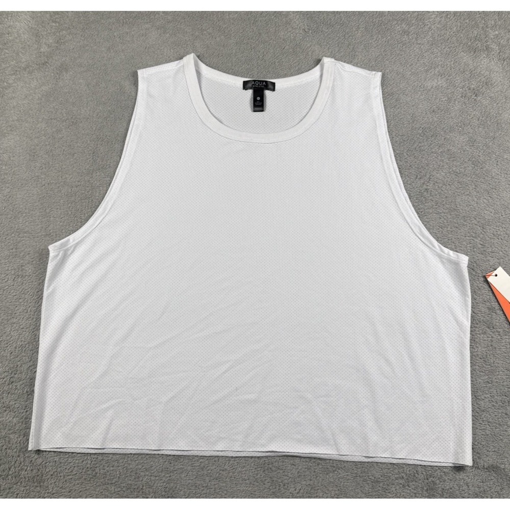 NWT AQUA‎ Athletic Women's Mesh Cropped Tank Top White Size XLarge